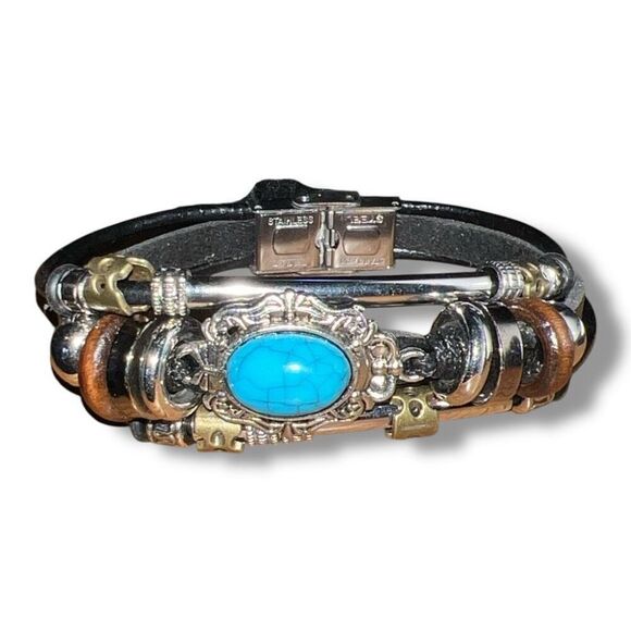 Bundle Sale 3 for $15 | Black Triple Strand Bracelet with Stainless Steel Clasp - Picture 6 of 8